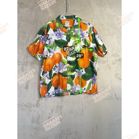 NWT Massive Luxury Men's‎ Large Crinkle Button Up Short Sleeve Shirt Oranges - Picture 6 of 6